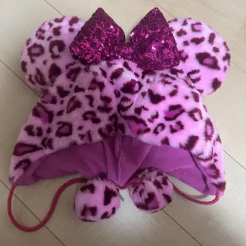 핑크 레오파드 무늬 미키 모양 모자