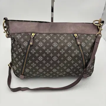 russet 러셋 숄더백 캔버스 가죽 그레이 올 패턴