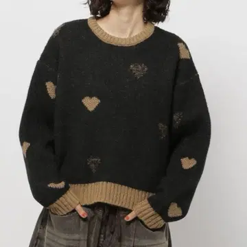 하트 자카드 니트 풀오버 niko and -