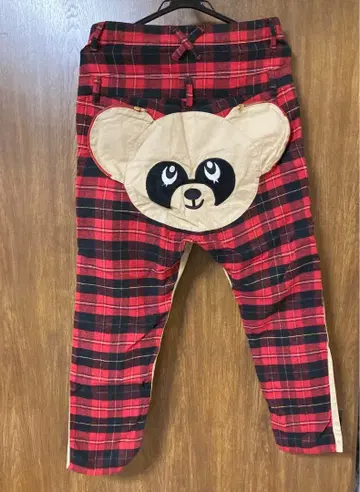 캔디 스트리퍼 페페 팬더 치노 팬츠 체크 빨간색 사루엘