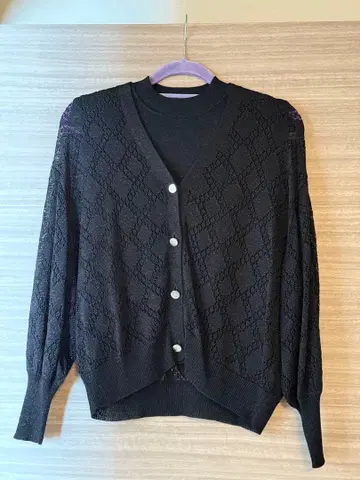 RIU r짱 크로셰 뜨개질 니트 가디건 슬리브리스