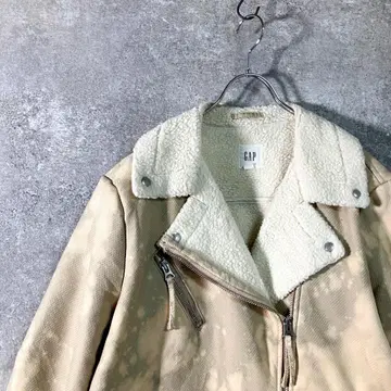 GAP 보아 자켓 베이지 타이다이 패턴 숏 기장 아우터 빅 칼라