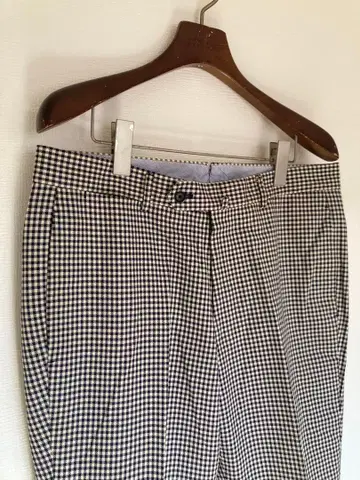 투모로우랜드 코튼 스팬 체크 무늬 드레스 팬츠