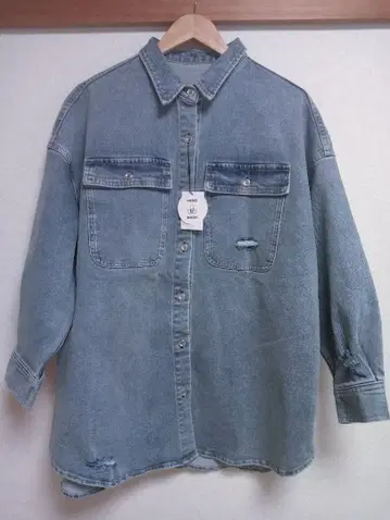 라운지 드레스 데미지 데님 셔츠