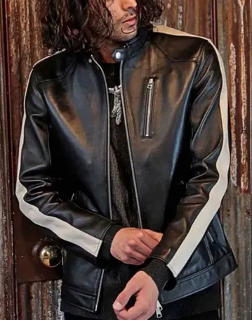 가죽 라이더 자켓 블랙 스트라이프 포함