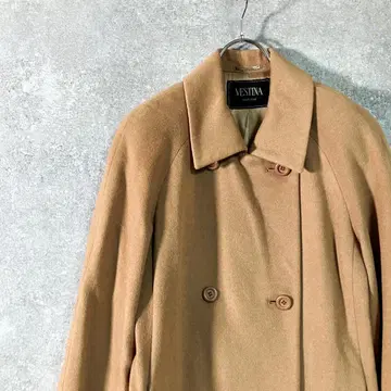 VESTINA 컬러 코트 카멜 캐시미어 롱 코트 더블 버튼
