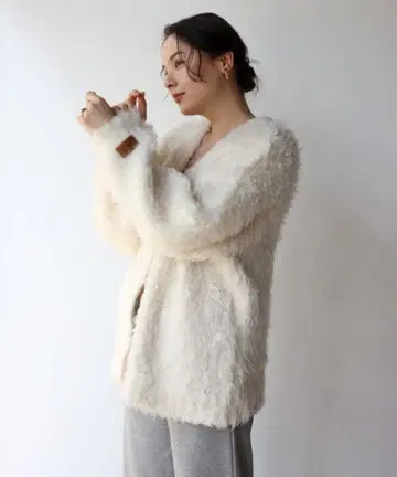 ENC 테디베어 샤기 아우터 라이크 가디건