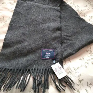 택 포함 미사용 SHIPS 영국제 메리노울 그레이 머플러