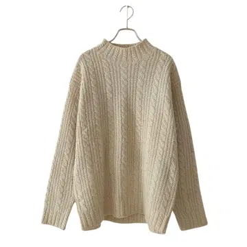 Jean Peldinand 실크 울 케이블 짜임 니트/베이지