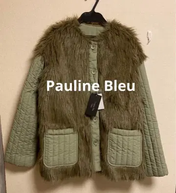 새상품 [Pauline Bleu] 퍼 퀼팅 이소재 도킹 자켓