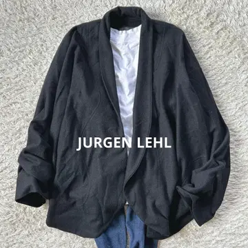 요건 레일 숄카라 울 100% 변형 가디건 겉옷 블랙