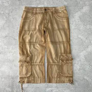 프릴 포켓 카고 팬츠 7부 기장 와이드 00s 아카이브 밀리터리