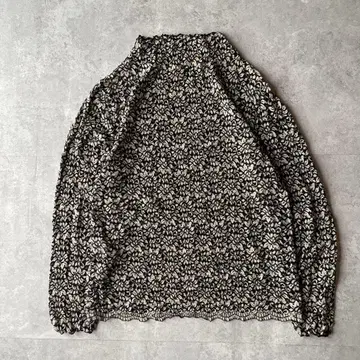 00s 레이스 올 패턴 꽃무늬 상의 레트로 모드 블랙