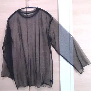 JEANASIS 블랙 메쉬 긴팔 롱T