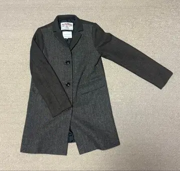 해리스 트위드 헤링본 코트 울 브라운 M