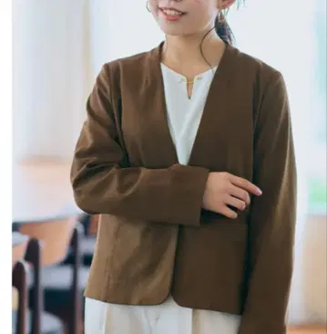 [ 택 포함 새상품 ] COHINA 코히나 브라운 노카라 자켓 S