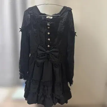 LIZLISA 티아라 리본 티어드 원피스 블랙 정품