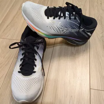 26.5cm Mizuno 웨이브 라이더 25 화이트x블랙x실버