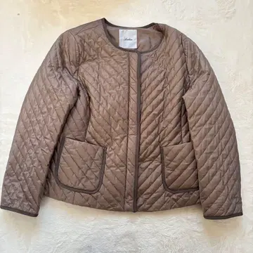 Leilian 레리안 퀼팅 자켓 노카라 브라운 일본제