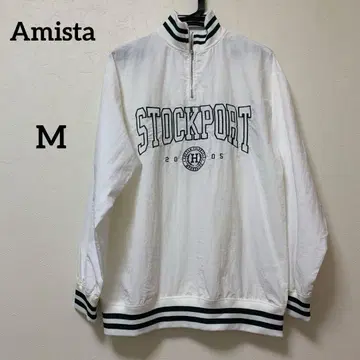STOCKPORT 로고 하프 지퍼 풀오버 화이트 수입