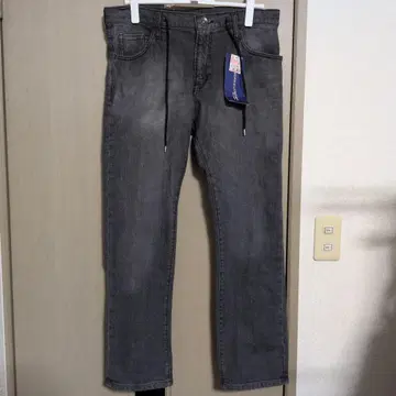 남성용 그레이 스트레이트 데님 허리 드로 코드 시마무라 미사용 새상품