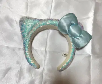 USJ 라메 믹스 머리띠 파란색 리본 헬로키티