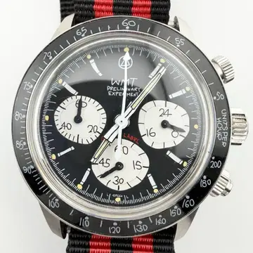 레어 상태 좋음 WMT 팬더 손글씨 크로노그래프 블랙 남성용 손목시계