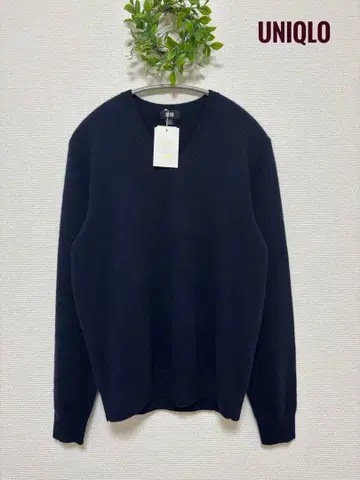 새상품 유니클로 캐시미어 니트 v넥 긴팔 네이비 S
