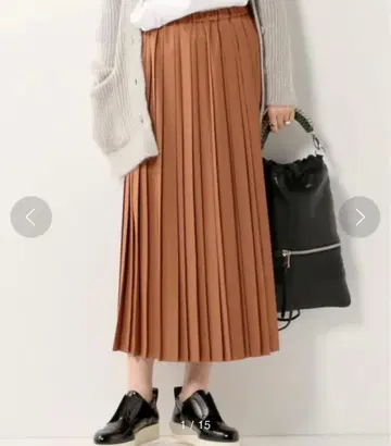 UNITED ARROWS 브라운 플리츠 롱 스커트