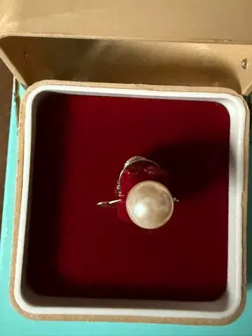 넥타이핀 크림색 펄 진주 장식 심플