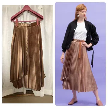 united tokyo 헤비 새틴 플리츠 스커트