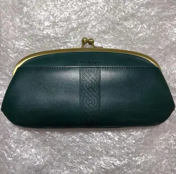 그린 계열 천연 가죽 가마구치 장지갑 쥬케로 미사용 새상품