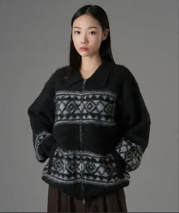 모듬 샤기 지퍼 니트 가디건
