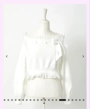 Off shoulder satin ribbon tops White