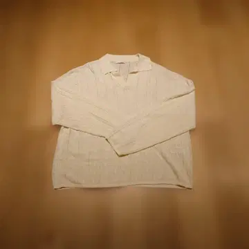 아이보리 긴팔 피케 셔츠 케이블 짜임