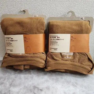 2장 MUJI 따뜻한 면 크루넥 긴팔 T셔츠 XL 신사 미사용 새상품