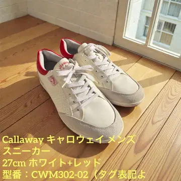 캘러웨이 남성용 27cm 화이트 x 빨간색 골프 거의 미사용