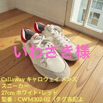 캘러웨이 남성용 27cm 화이트 x 빨간색 골프 거의 미사용