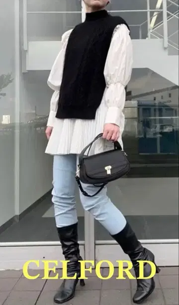 [ 새상품급 ] 셀프리드 니트 베스트 플리츠 셔츠 세트 38