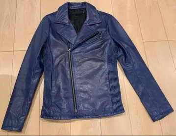 FUGA 더블 라이더스 천연 가죽 가죽 자켓 파랑