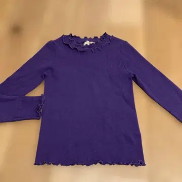 마리에 프릴 넥 퍼플 니트 긴팔