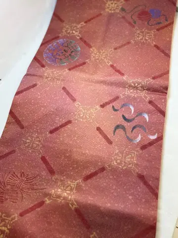 W31 순수 실크 수제 패턴 나고야 오비 일본 의류 기모노 미사용 보관품