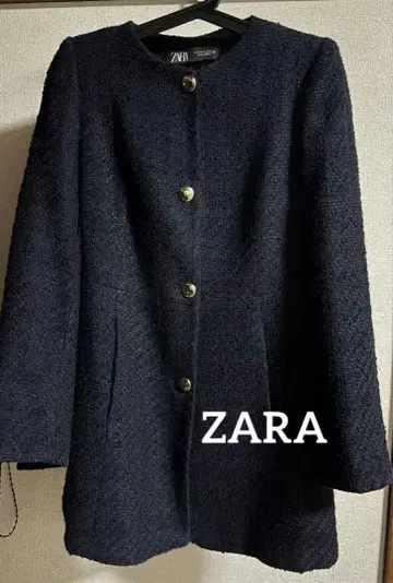 ZARA 롱 스트럭처 블레이저 네이비 노카라 세레모니 M