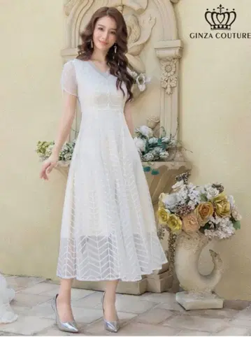 [가격 인하 새상품급] GINZA COUTURE 화이트 A라인 드레스