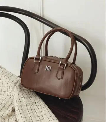 Darich DD 로고 가죽 핸드백 브라운