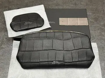 신상 M.U.L 가마구치 지갑 세트 블랙 크로커다일 패턴