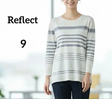 리플렉트 보더 니트 풀오버 M 레이스 덧댐 화이트 그레이 일본제