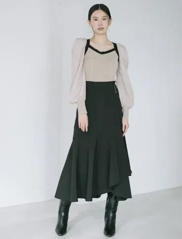 스나이델 snidel 사이드 벨트 플레어 롱 스커트