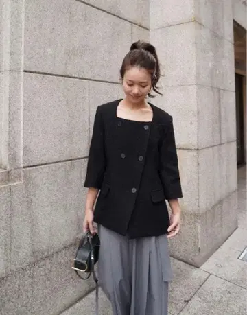 [ hyeon ] tweed jacket Sophia / black