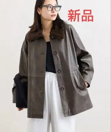 새상품 저널 가죽 커버올 퍼 가죽 자켓 브라운